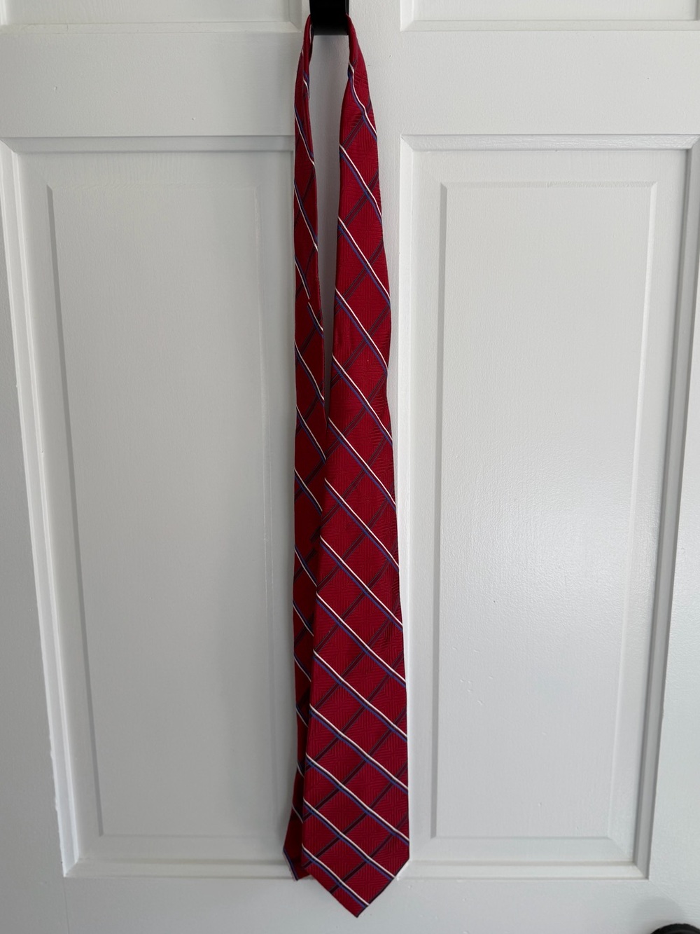 Vintage Eagle Shirtmakers Boys Silk Tie Red Blue Plaid 41”‎ Preppy
